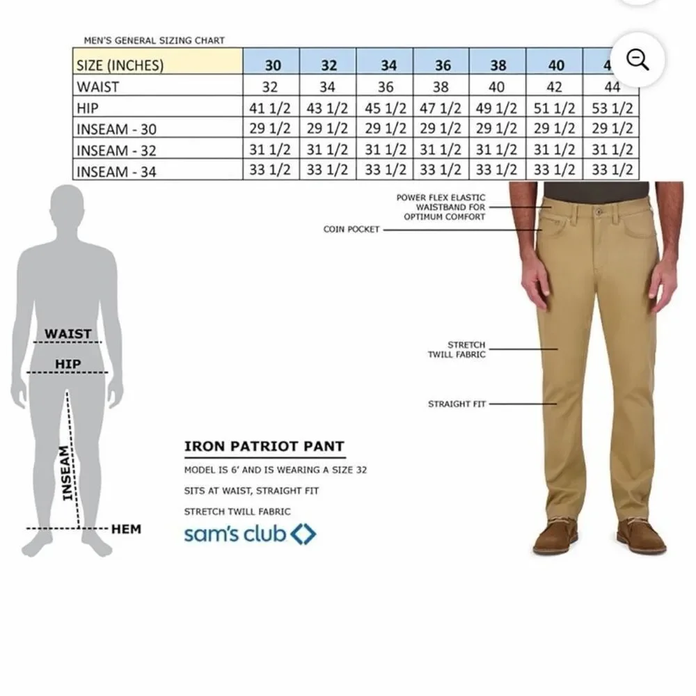 IRON Clothing Men's Patriot Flex Waistband Stretch Twill Pant 30X32